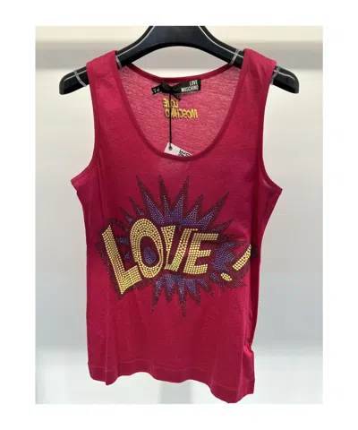 Moschino Round Collar Logo Vest In Red