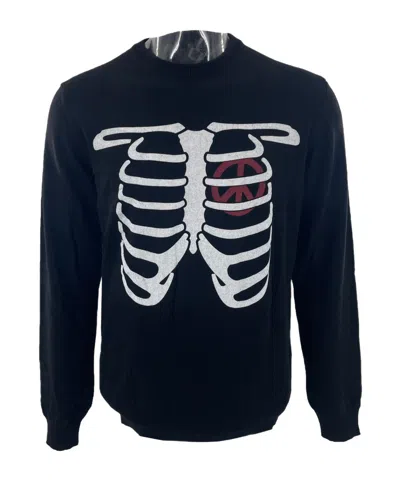 Moschino Round-collar Long-sleeve Hoodie In Black