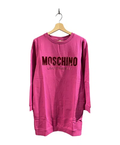 Moschino Round-collar Long-sleeve Hoodie In Pink