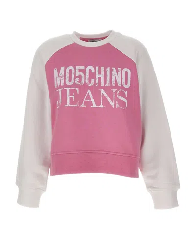 Moschino Round Collar Long Sleeve Sweater In White
