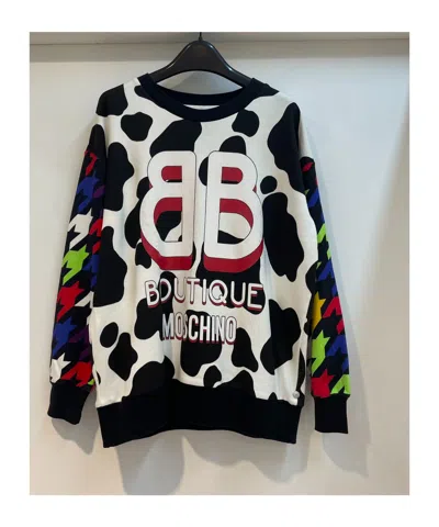 Moschino Round Collar Printed Sweatshirt In Black