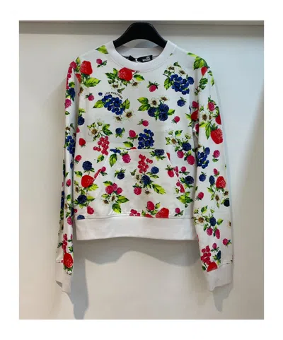 Moschino Round Collar Printed Sweatshirt In Gray
