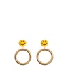 Moschino Round Smile-motif Earrings In Yellow