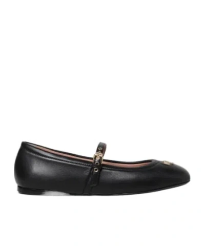 MOSCHINO LOGO-LETTERING BALLET FLATS