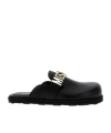 Moschino Round Head Muller Shoes In Black