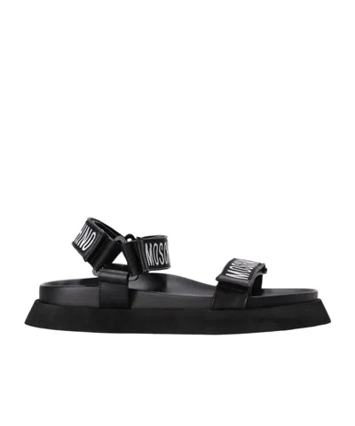 Moschino Round-headed Sandals In Black