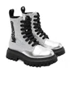 Moschino Kids Glitter Lace-up Boots In Black