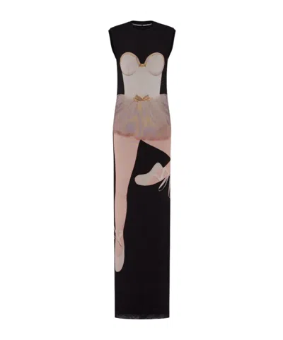 MOSCHINO BALLET-PRINT MAXI DRESS