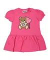 Moschino Fuchsia Dress For Baby Girl With Teddy Bear In Pink