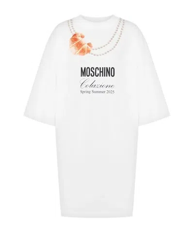Moschino Round Neck Dress In White