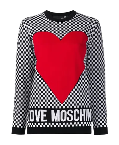 Moschino Round Neck Knitted Sweater In Red