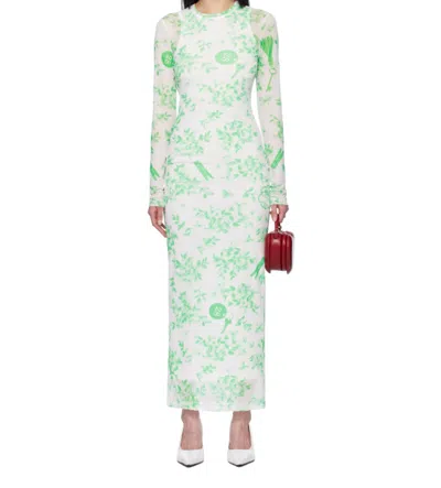 Moschino Round Neck Long Sleeve Dress In Green