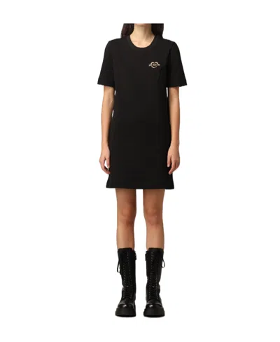Moschino Round Neck Short-sleeved Dress In Black