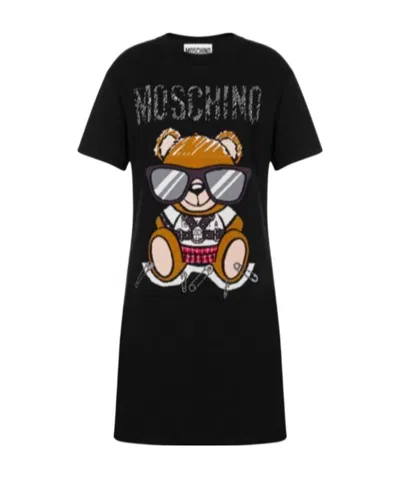 Moschino Round Neck Short-sleeved Dress In Black