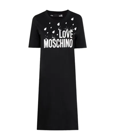 Moschino Round Neck Short-sleeved Dress In Black