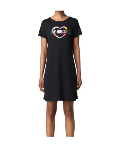 Moschino Round Neck Short-sleeved Dress In Black