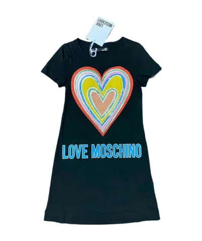 Moschino Round Neck Short-sleeved Dress In Black