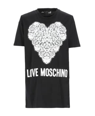 Moschino Round Neck Short-sleeved Dress In Black