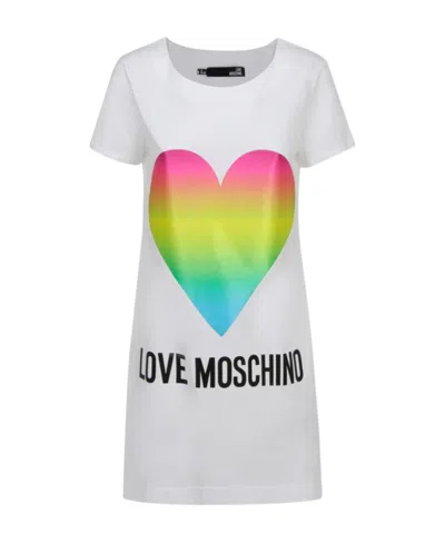 Moschino Round Neck Short-sleeved Dress In White