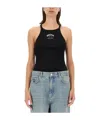 Moschino Jeans Tank Top With Logo In Gray
