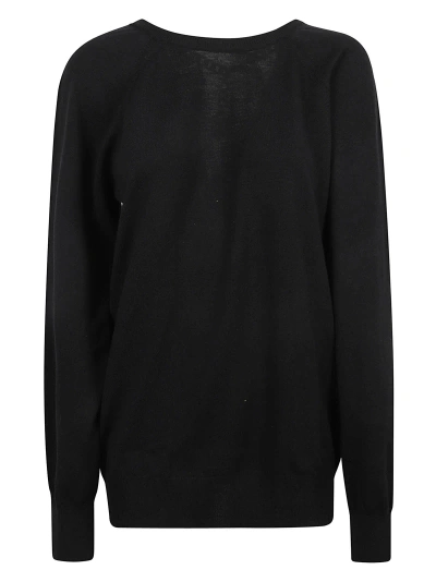 Moschino Round Neck Sweater In Black