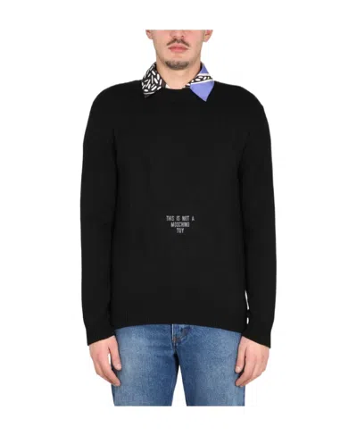 Moschino Round Neck Sweater In Black