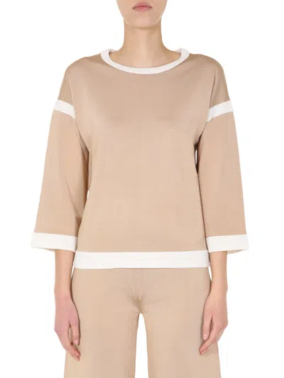 Moschino Round Neck Sweater In Neutral