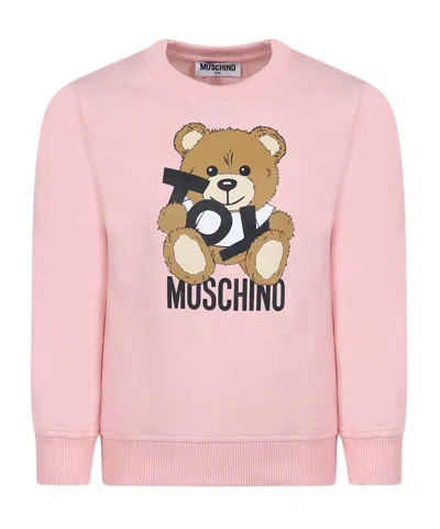 Moschino Kids' Round-neck Sweater In Pink