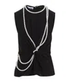 Moschino Flared Hem Knot Detailing Pearl Embellishments In Black