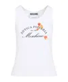 Moschino Graphic Print White Viscose Sleeveless Top In White