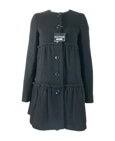 Moschino Round-necked Coat In Black