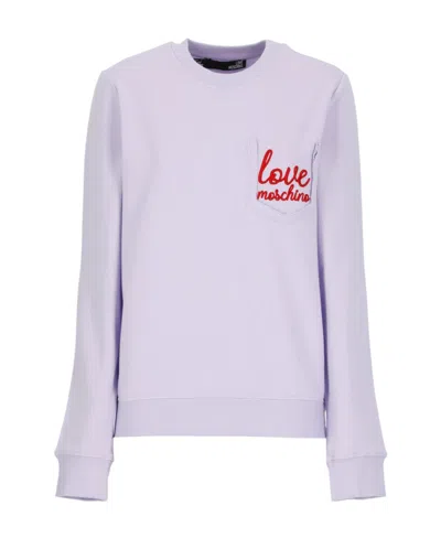 Moschino Round-necked Logo Sweater In White