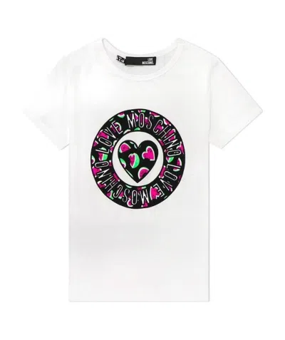 Moschino Round-necked Logo T-shirt In White