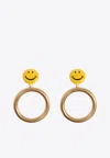 Moschino Round Smile-motif Earrings In Gold