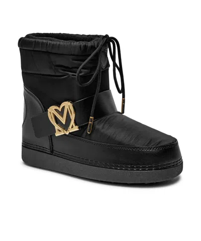Moschino Round Toe Ankle Boots In Black