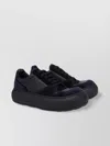 Moschino Round Toe Low Top Sneakers With Textured Panels In Black