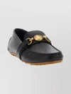 Moschino Round Toe Penny Loafers With Gold-tone Hardware In Black