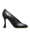 Moschino Black Duck Leather Heels In Black