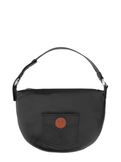 Moschino Rounded Black Nylon Shoulder Bag