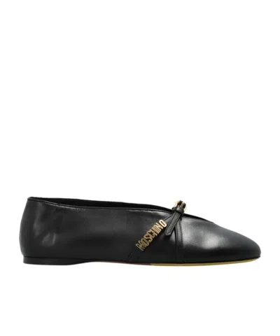 Moschino Round-toe Ballet Flats In Black