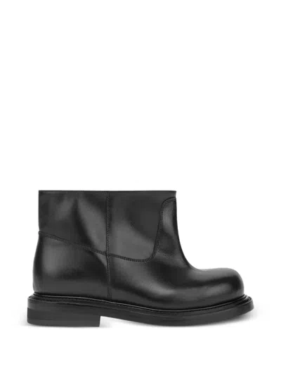 Moschino Round-toe Leather Boots In Black