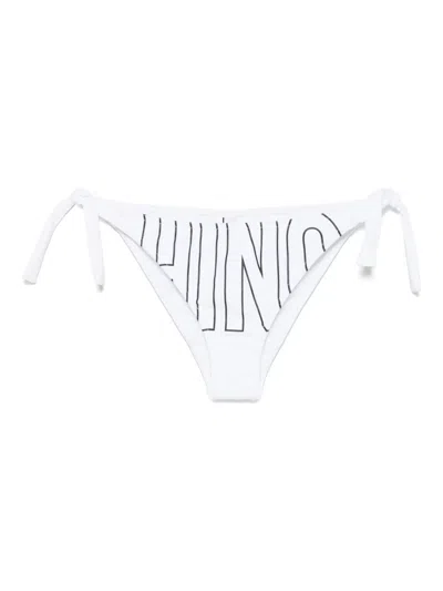 Moschino Rubber Logo Bikini Bottoms In White
