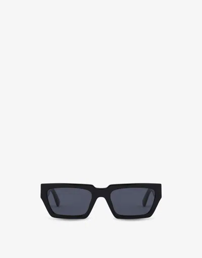 Moschino Rubber Logo Sunglasses In Black