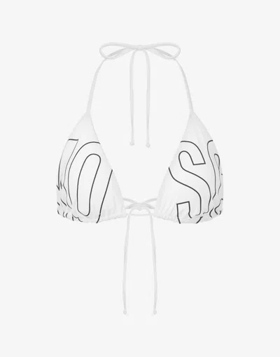MOSCHINO RUBBER LOGO TRIANGLE BIKINI TOP