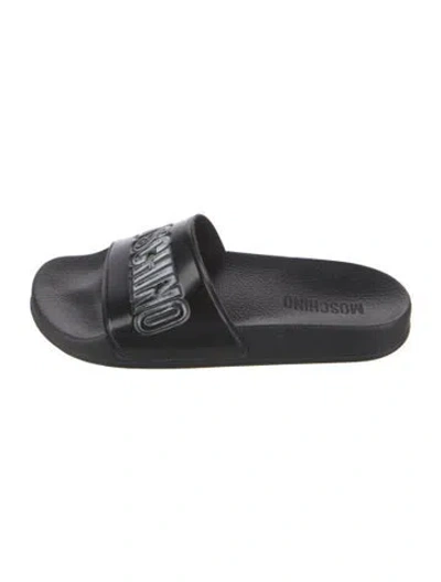 Pre-owned Moschino Rubber Printed Slides In Multi