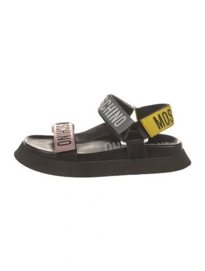 Pre-owned Moschino Rubber Printed Slingback Sandals In Black
