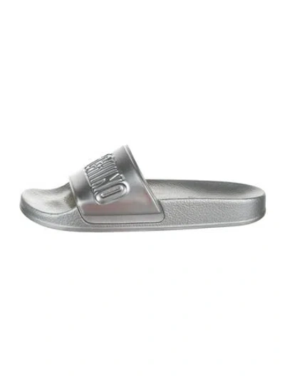 Pre-owned Moschino Rubber Slides In Black