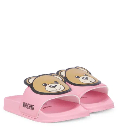Moschino Kids' Rubber Slides In Pink