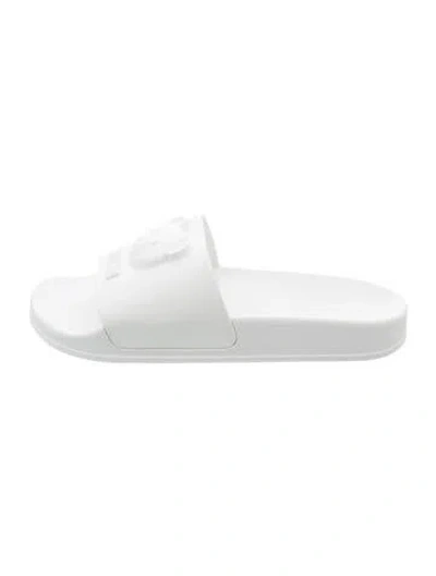 Pre-owned Moschino Rubber Slides In White