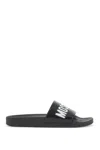Moschino Rubber Pool Slides With Logo In Black